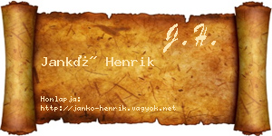Jankó Henrik névjegykártya